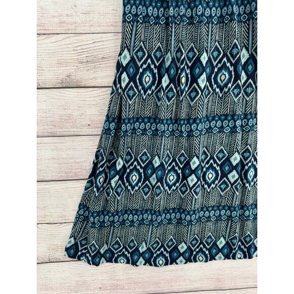 Lucky Brand Geometric Print Maxi Dress Womens Small Blue Sun Dress Vacation - Picture 4 of 8